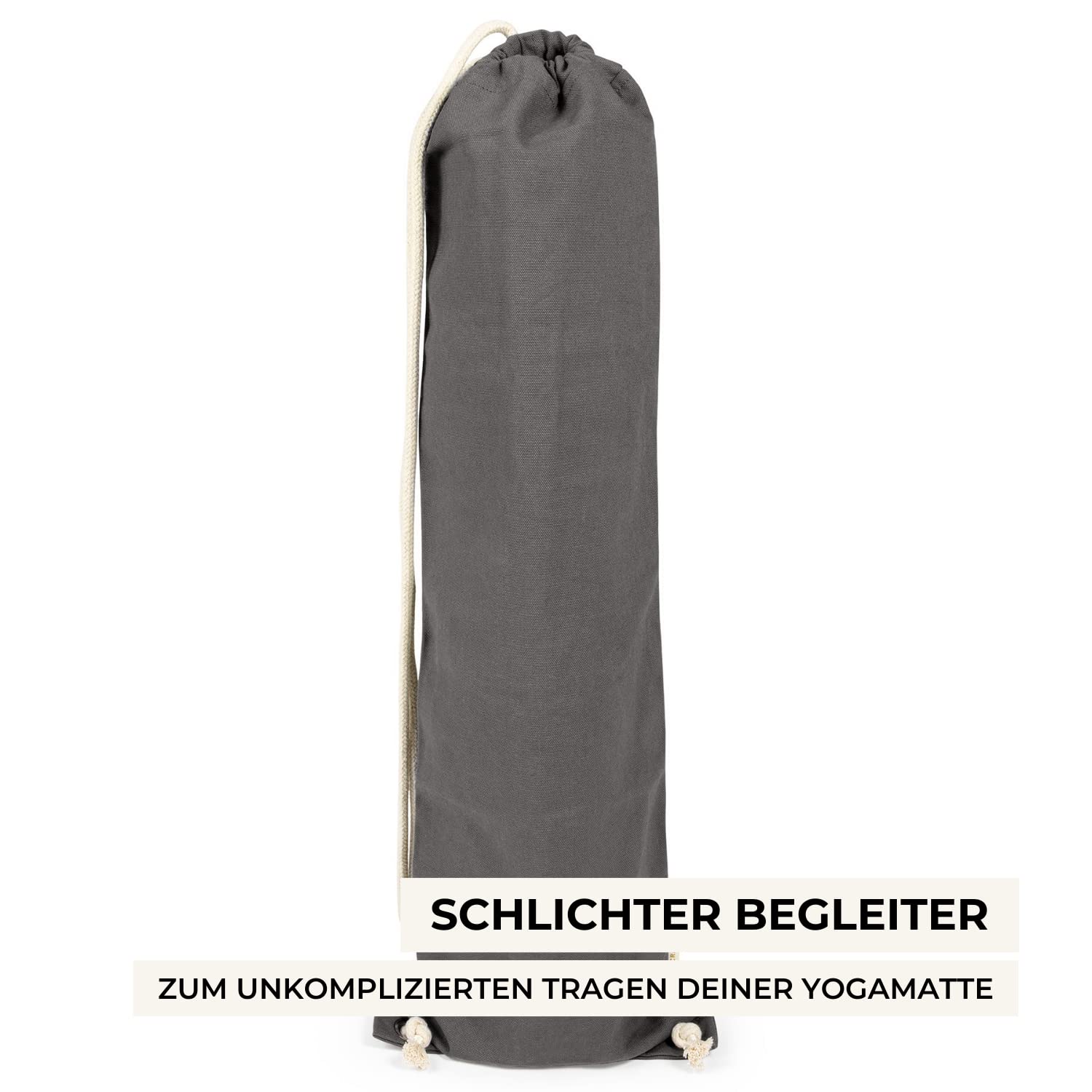 Lotuscrafts Yogatasche Nandi aus Bio-Baumwolle - Fair & Ökologisch hergestellt - Yogamattentasche 78cm groß - Tasche für Yogamatten & Yoga-Zubehör - Farbe Natur, Anthracit, Oil Green