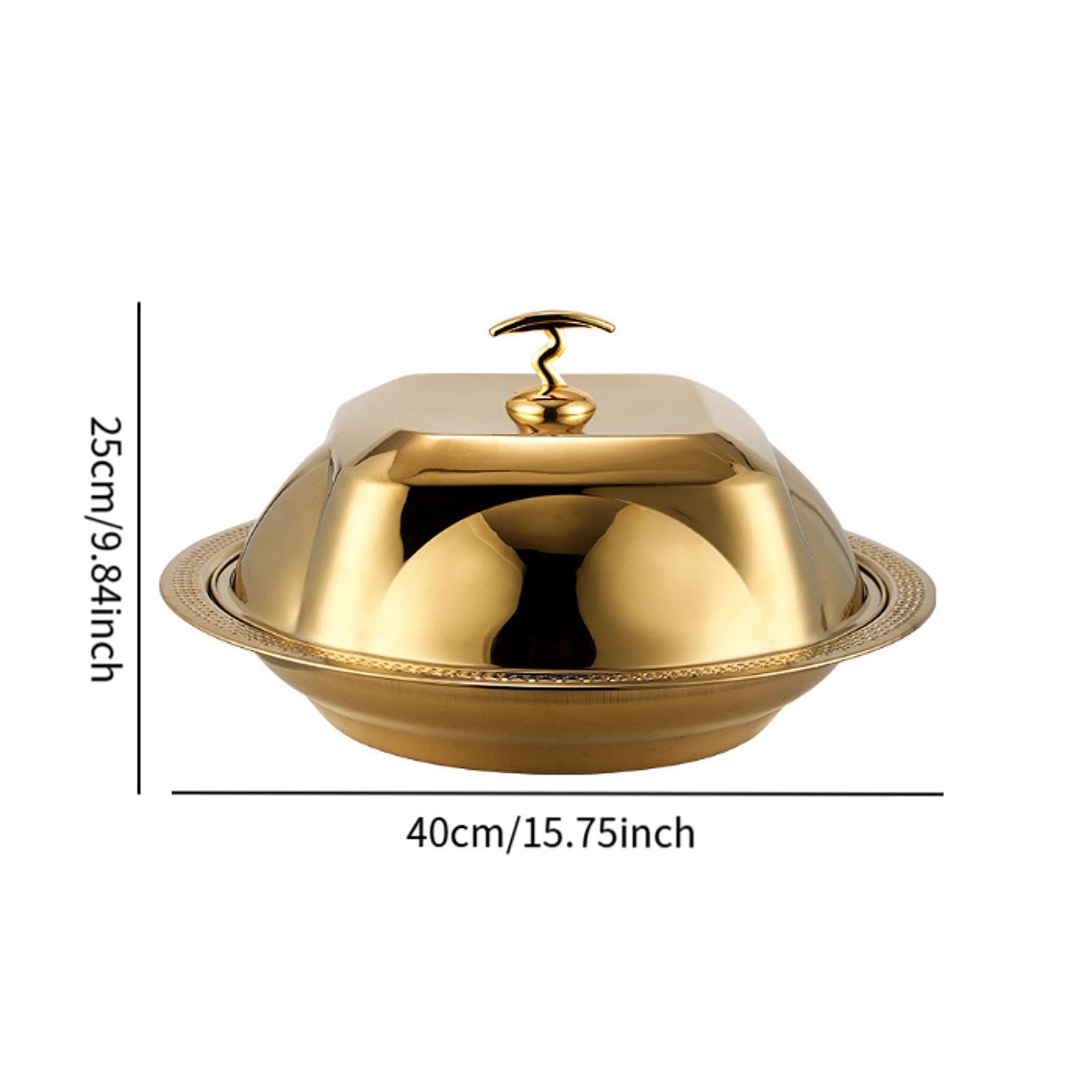 Coperchio a Cupola in Acciaio Inox per Alimenti, Piatto Da Portata, Coperchio per Cottura a Vapore, Coperchio per Dessert, Ideale per Feste E Ristoran, 40 Cm
