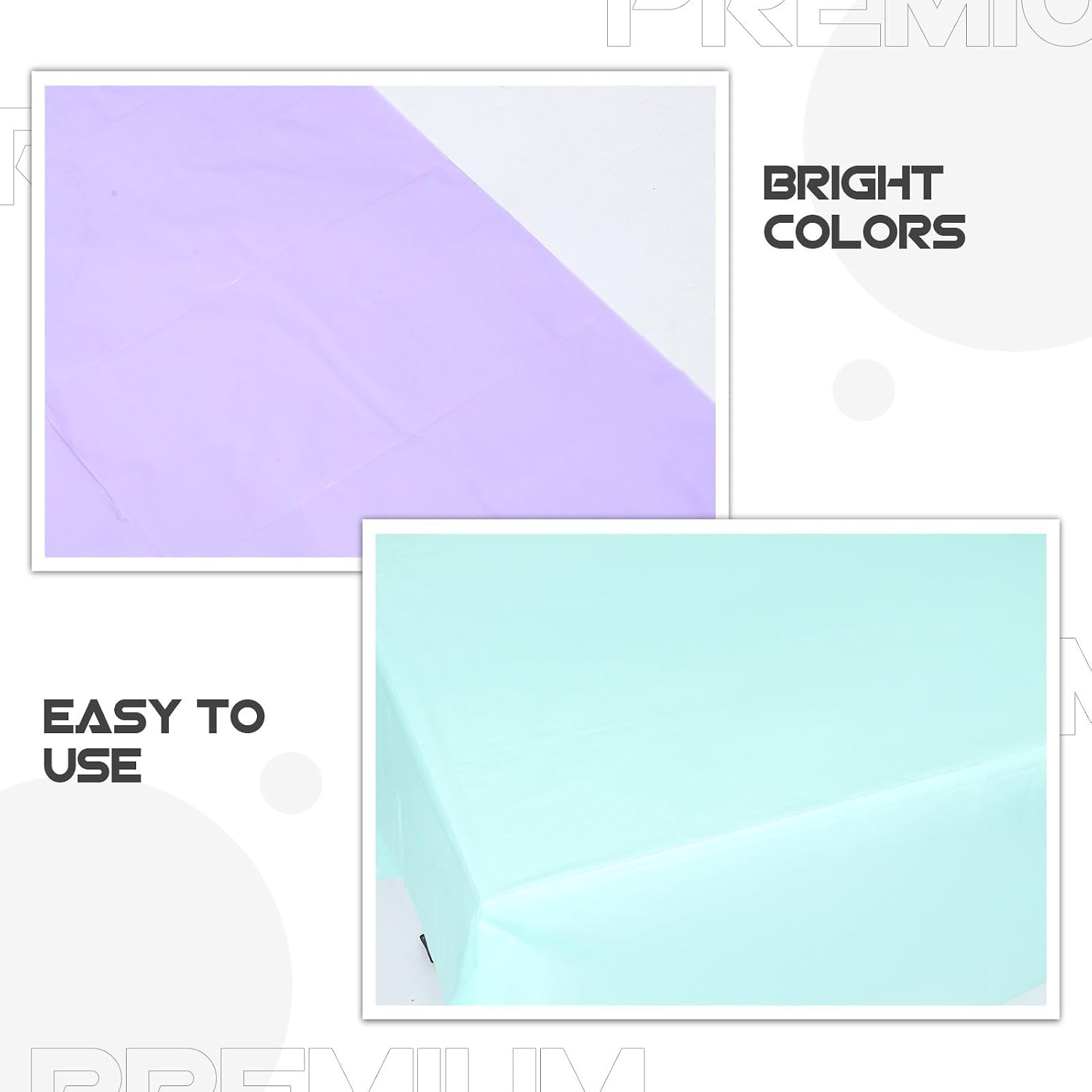 Disposable Plastic Tablecloths Simple Color Design 6pcs Rectangular Table Cover Decorative Function Birthday Party for Birthday Dinner Parties