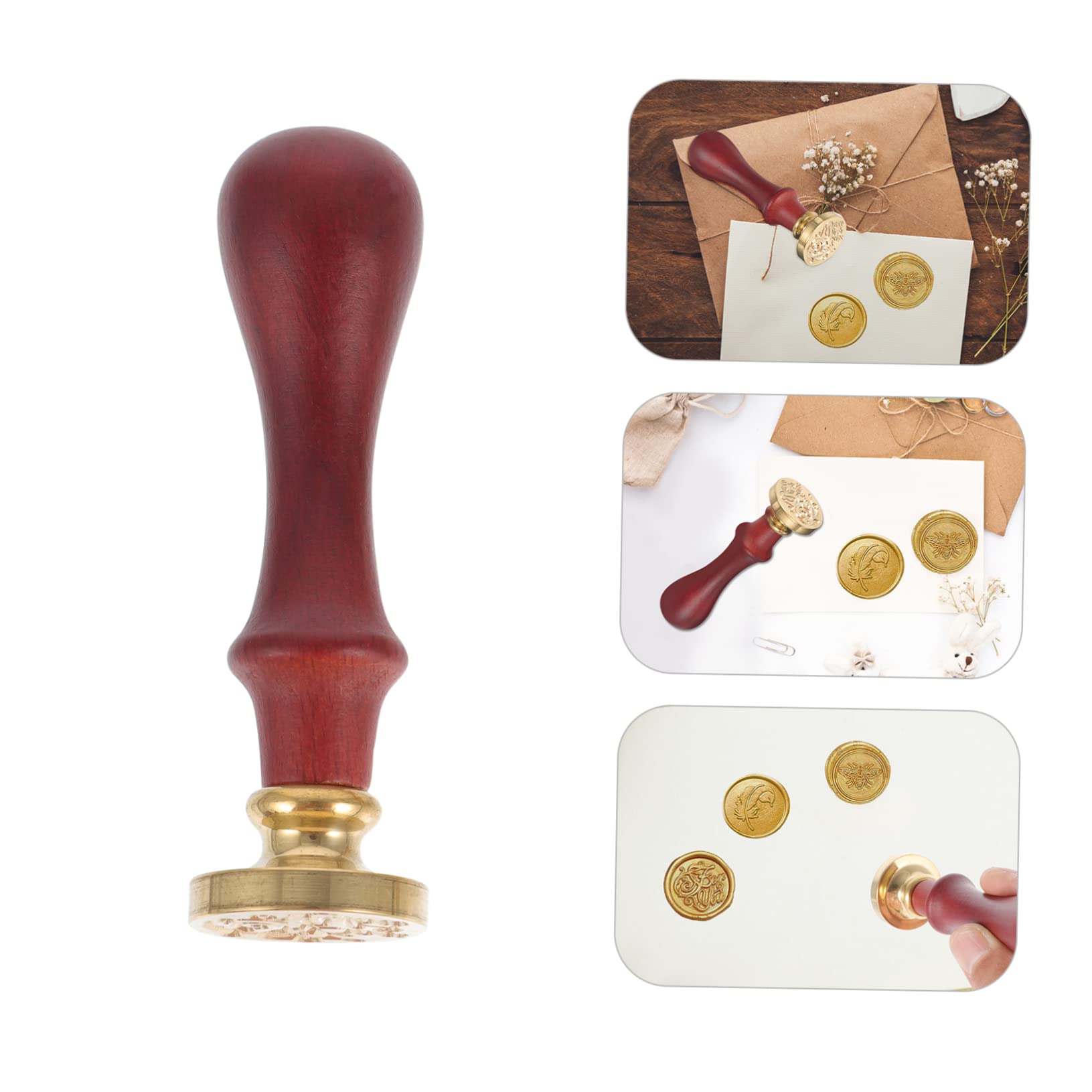 Wachssiegelstempel Bruchfest Satz Retro aus Kupfer und Holz mit Bequemem Griff für Hochzeitseinladungen zum Basteln von Karten und Selbstgemacht Dekoration