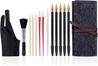 スクラッチアート ペン 14セット スクラッチペンセット スクラッチペン 極細ペン 金属 スクラッチペン、竹串、刷毛、2本指グローブ 収納バッグ付き 絵画/興味/お子様/初心者に適しています