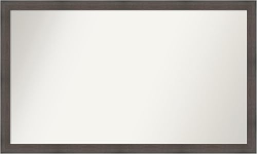 Amanti Art Espejo de baño marrón para sobre el fregadero, 27 x 45 pulgadas, espejo de tocador rectangular estrecho de madera de chocolate hecho a