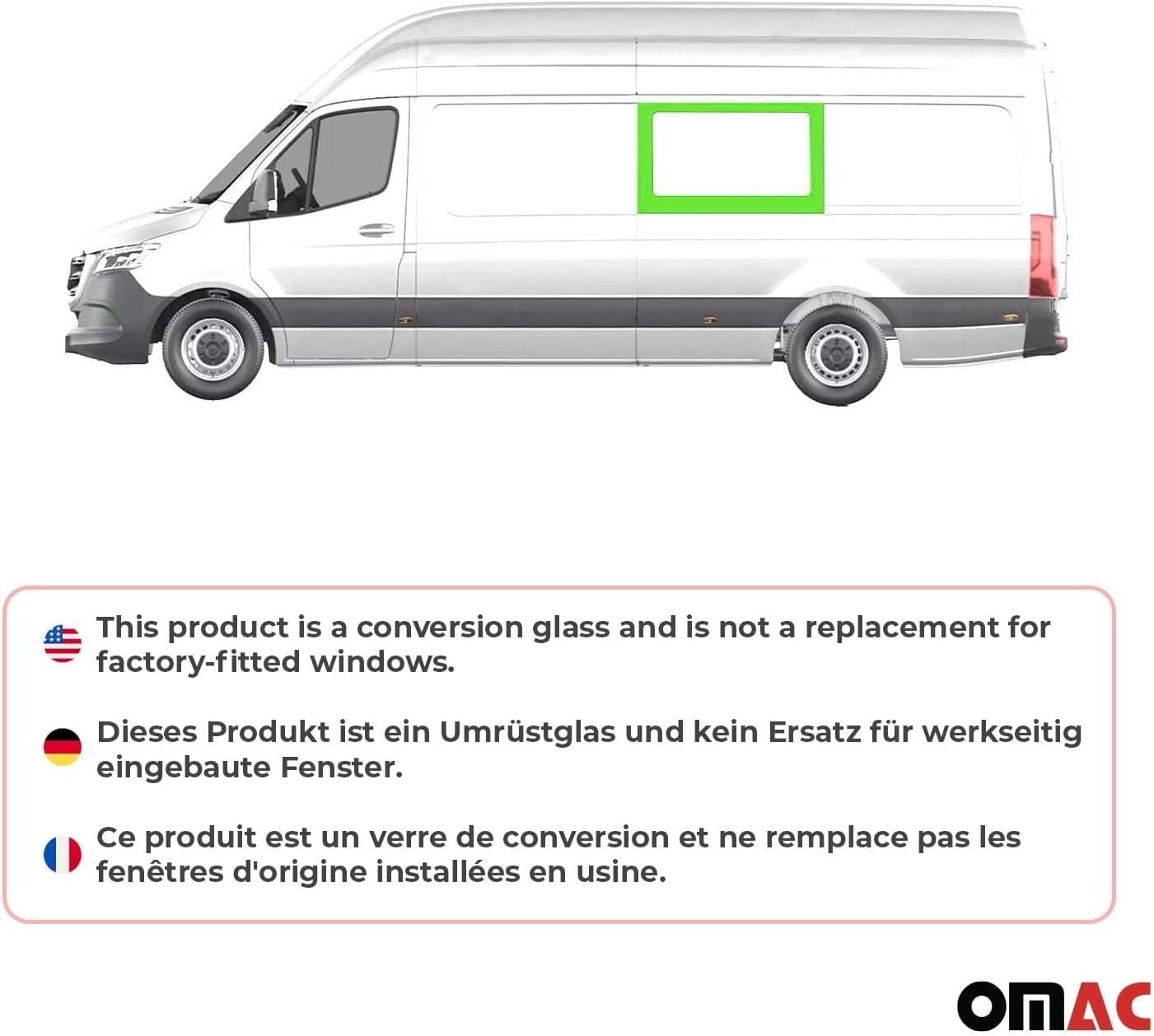 Window Glass for Mercedes Sprinter 2019-2026 Mid Left Side L3 L4 Black