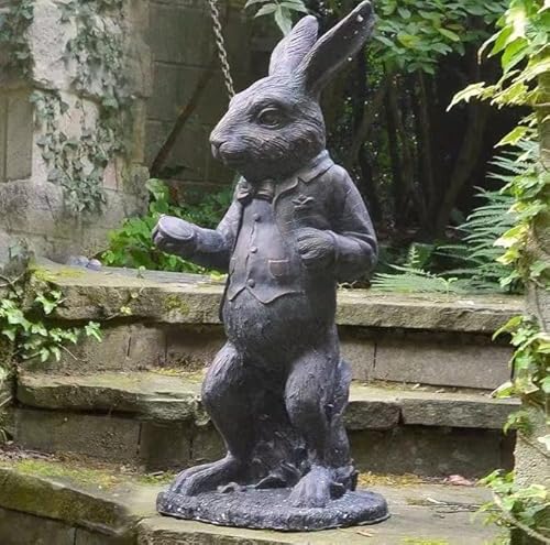 Wonderland Alice and Wonderland Bronze Finish Statue - Indoor Outdoor Garden Patio Lawn Yard Decor, The White Rabbit