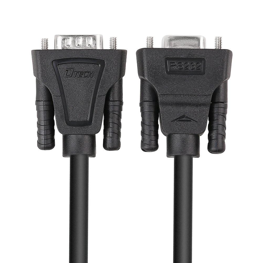 DTECH 2m DB9 RS232 Serial Cable Male to Female Computer Monitor Cable 9 Pin Null Modem Extension Cord for PC Data Communication（6feet,Black