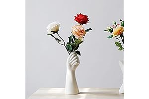 9 Inch Modern Art Ceramic Flower Vase Hand Holding Plants Flower Container,...