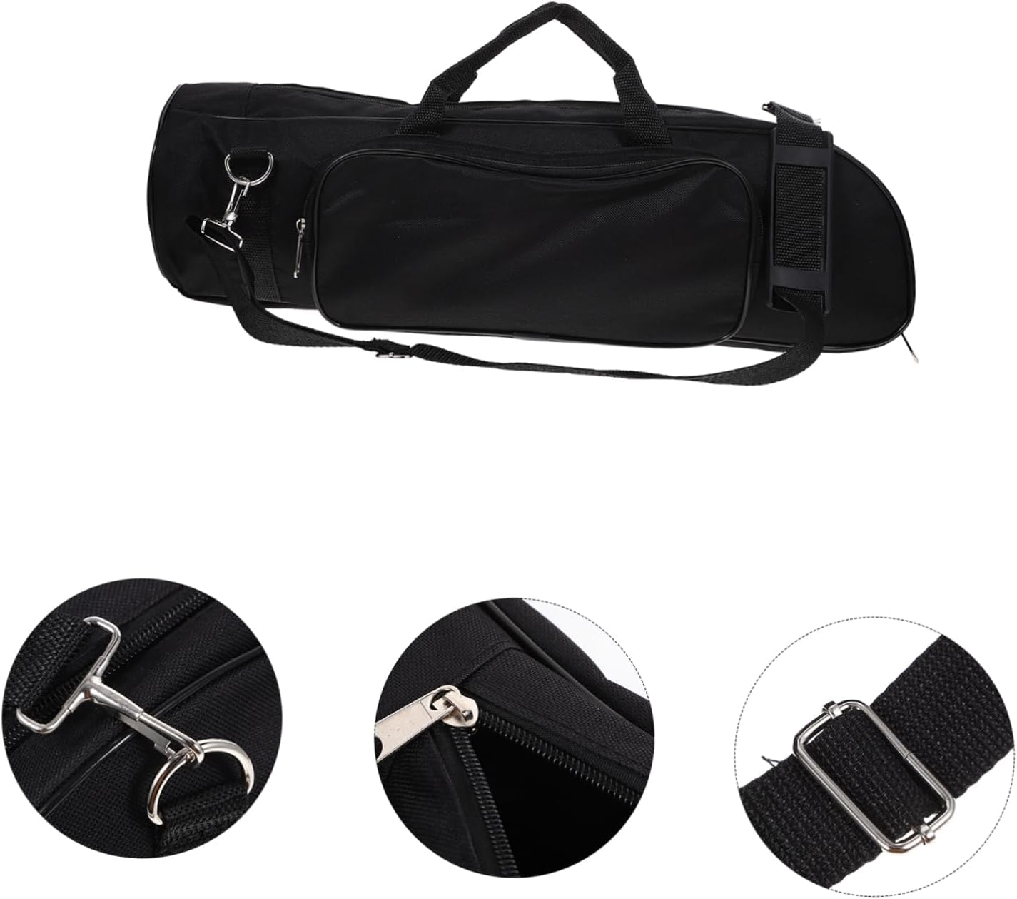 Portable Black Trumpet Carrying Case with Padded Lining Shoulder Strap for Easy Travel and Storage Durable Oxford Cloth Gig Bag for Musicians