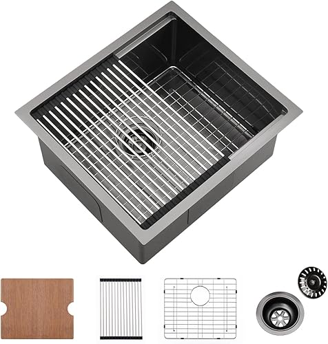 Vista 35 de Fregadero de barra de 21 pulgadas Undermount-VASOYO - Fregadero de cocina de montaje inferior de 21 x 17 pulgadas, estación de trabajo, barra