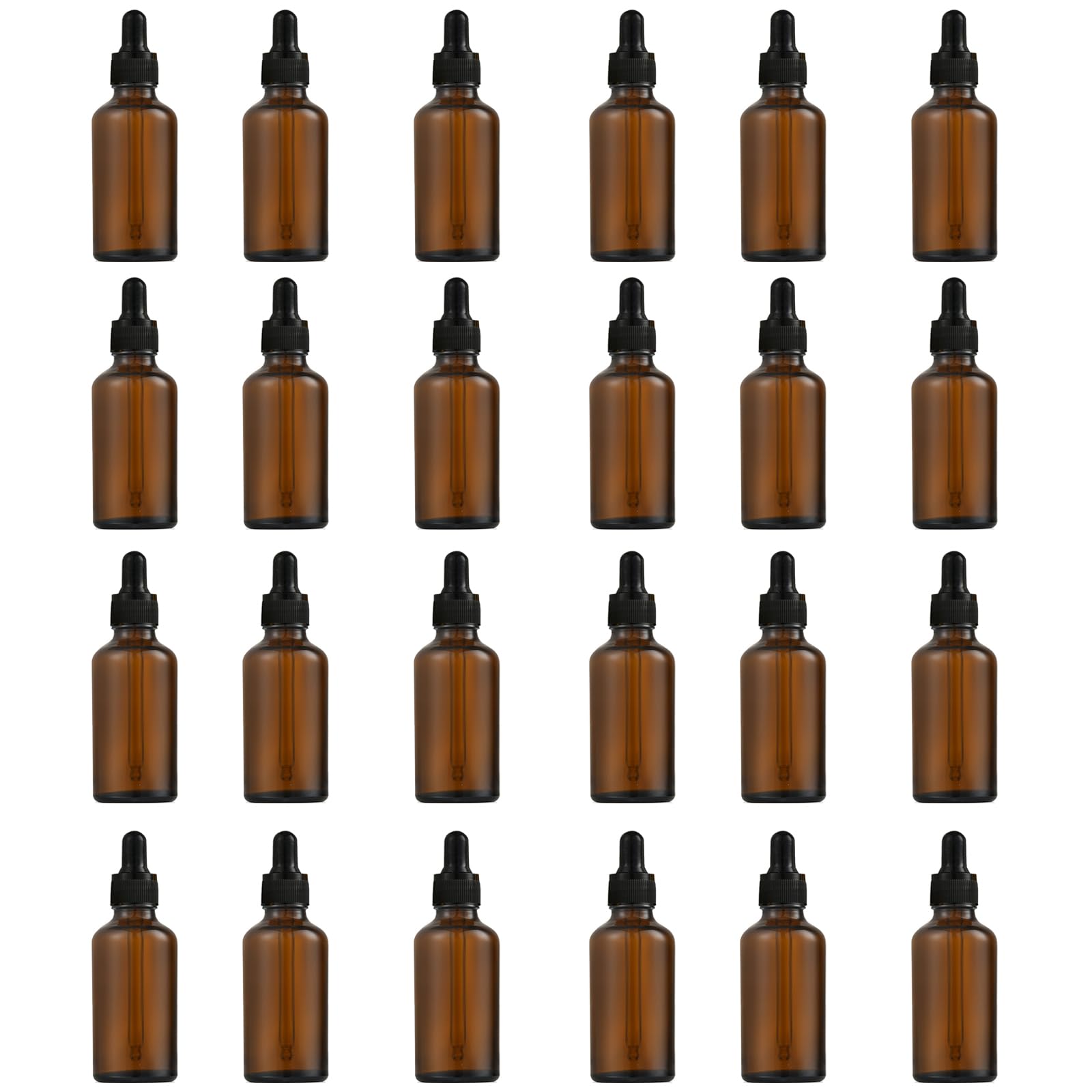 24 PCS Bottiglie con Contagocce in Vetro di Qualità Flaconi Vuoti in Vetro Ambrato da 5 ml per Oli Essenziali e Profumi