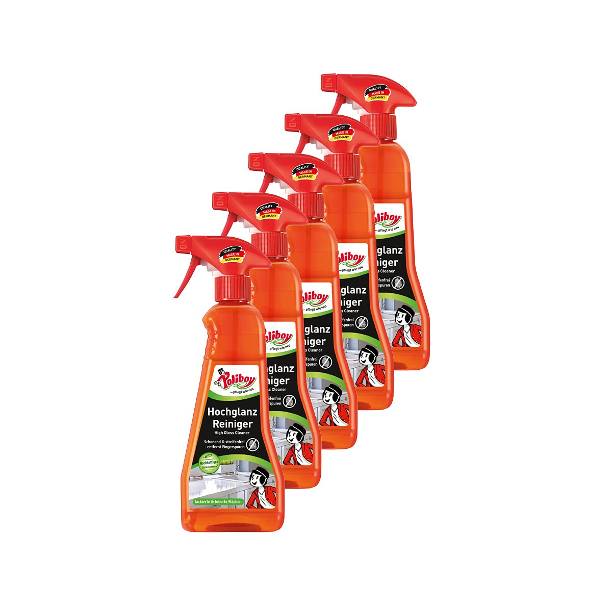 Productos de limpieza Poliboy para distintas superficies en diferentes tamaños, fabricado en Alemania