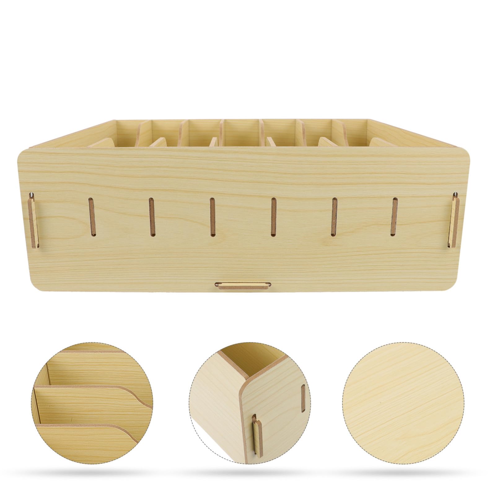 YARNOW Cassettiera da Ufficio in Legno Rettangolare Multifunzionale per Riporre Cancelleria Scomparti senza Coperchio per Casa e Camera