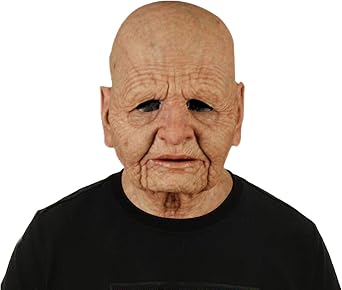 Silicone Head Mask Realistic Old Man Face Mask Cosplay Halloween, Mascara Realiste Terror Old Lady Costume For Women Adult Face Full Realistic