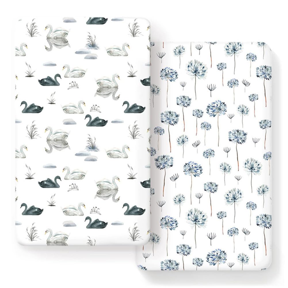 Odot 2pcs Cot Bed Sheets, Bedside Cribs Fitted Sheets for Boys and Girls, Baby Bed Sheets Cot Bed Mattress Protector, Bassinet Sheets, Easy Care Soft and Dureable (N,81x42x8cm)