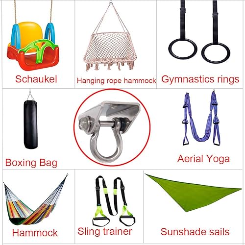 Miniatura 3 de Colgador de columpio para silla de hamaca resistente, capacidad de 2000 libras, accesorios para colgar, hamaca antioxidante permanente, silla de