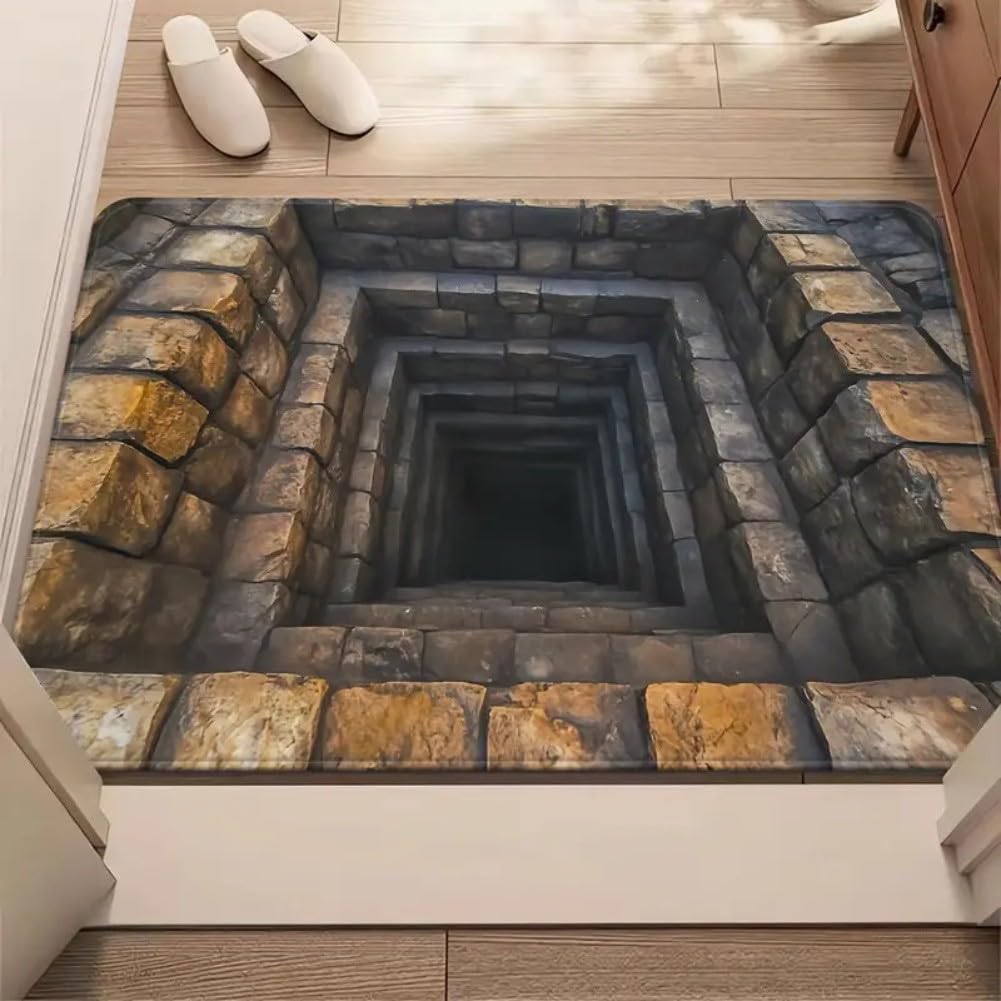 Paillasson illusion d'optique 3D antidérapant et hydroabsorbant pour sécuriser vos sols