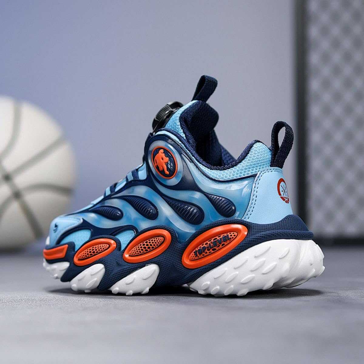 Chaussures de Basket-Ball, Chaussures de Basket-Ball pour Enfants, Chaussures de Sport avec Velcro, Chaussures de Sport