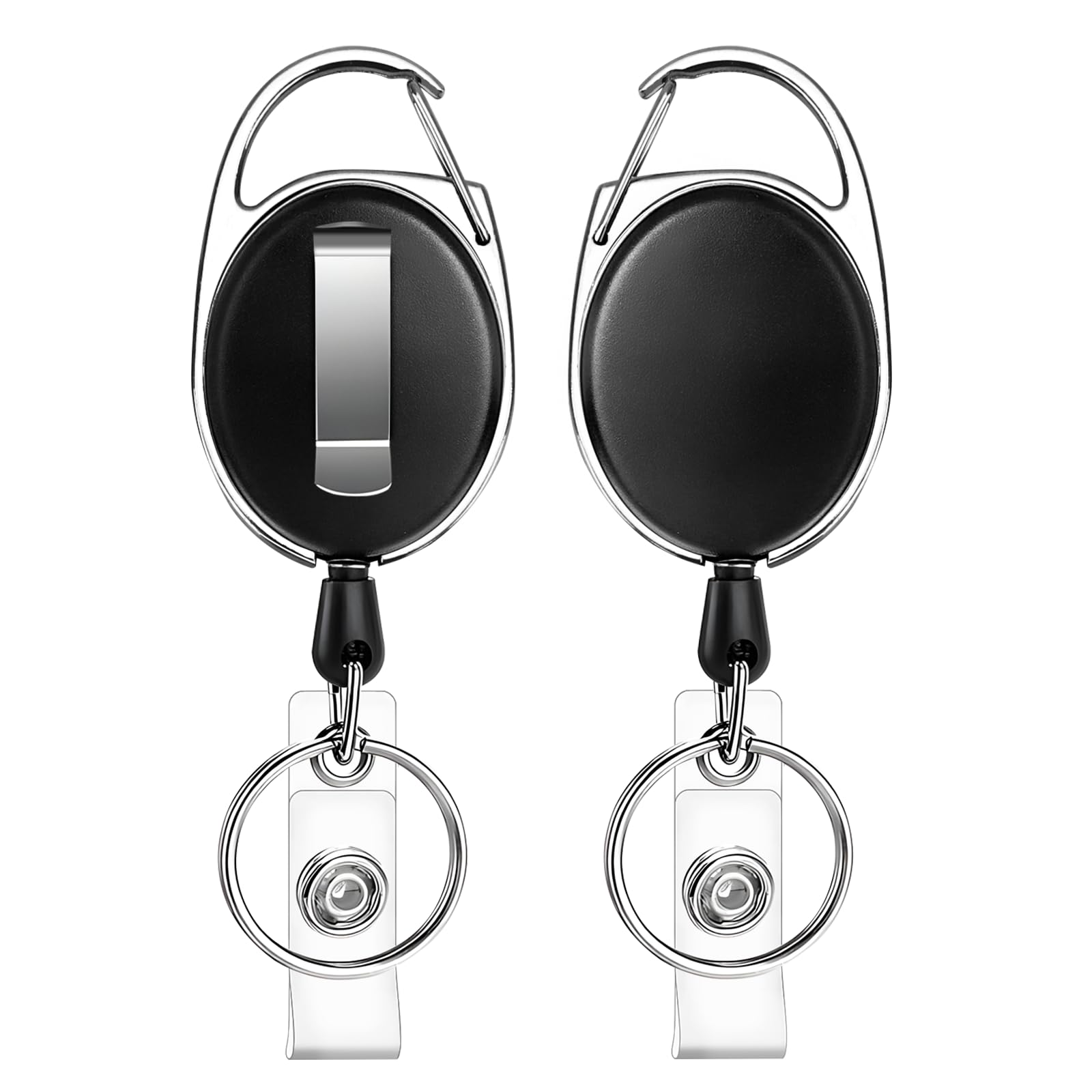 JEFURE Retractable Key Fob, Pack of 2, 63 cm Lanyard Extendable, Retractable ID Card Holder with Pocket Clip, for Keys and ID Card Holder — image 1