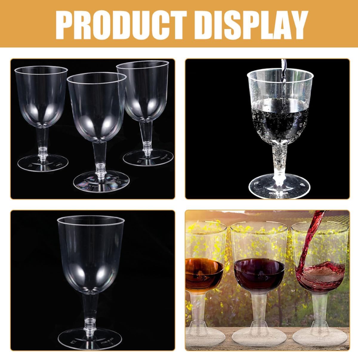 48pcs 180ml Plastic Wine Glasses with Detachable Base Reusable Cocktail Party Cups for Festivals and Events