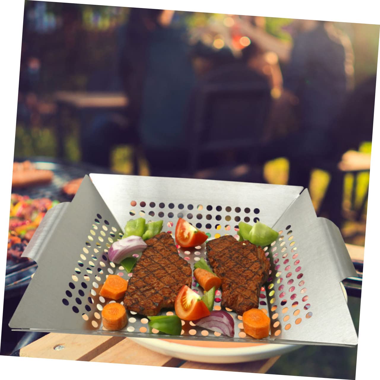 BESTonZON 2pezzi Cestini Per Cestini Per Barbecue in Inossidabile Adatti Per Grigliate All e Barbecue Professionali