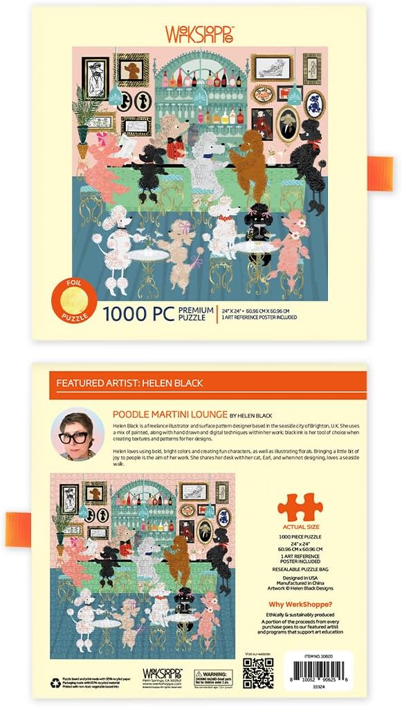 WerkShoppe Poodle Martini Lounge - Square 1000 Piece Puzzle