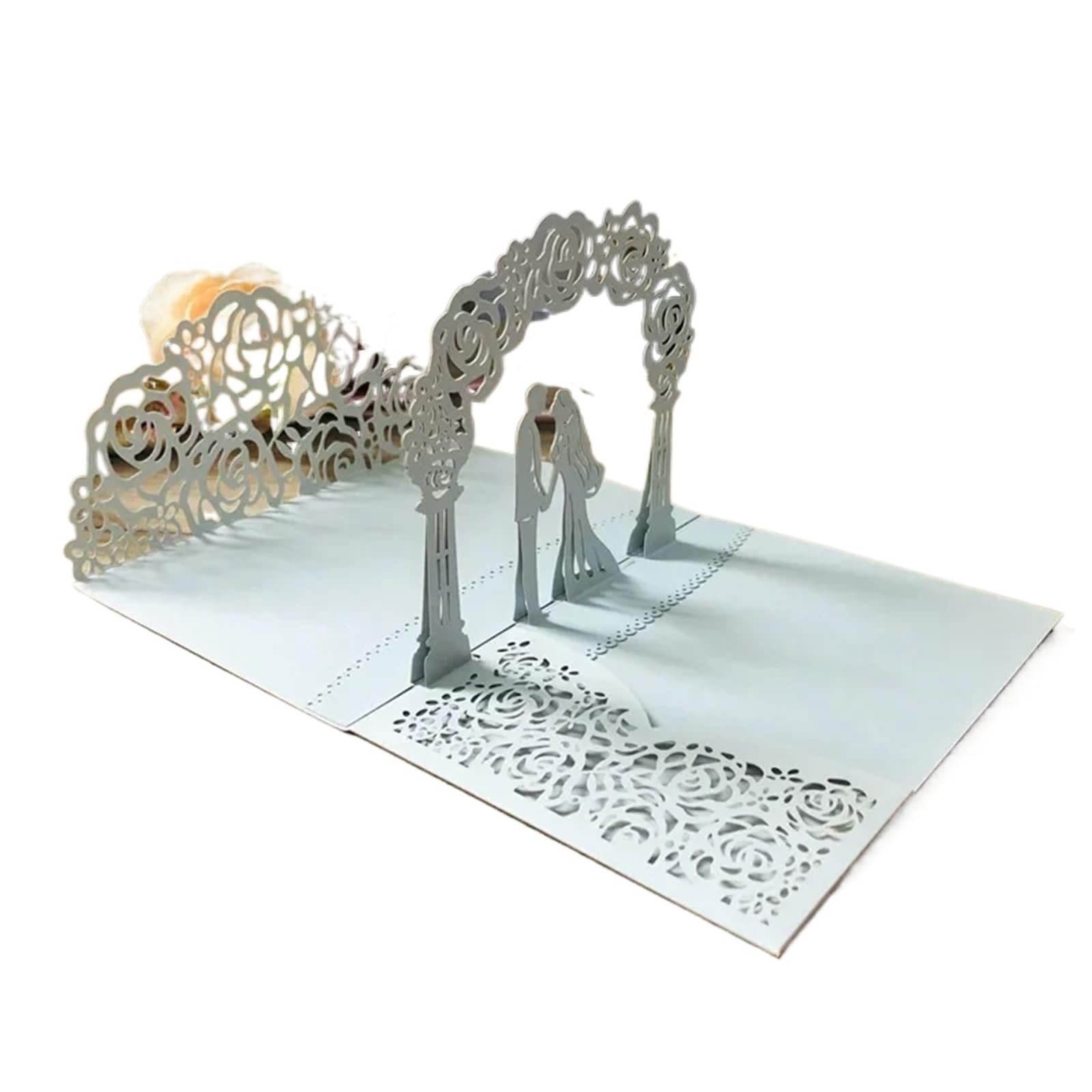 Zaproszenie na ślub Zaproszenia na każdą okazję, zaproszenia ślubne 3D Pop Up z kopertami Wielokolorowe składane opakowanie 10 sztuk(Silver)