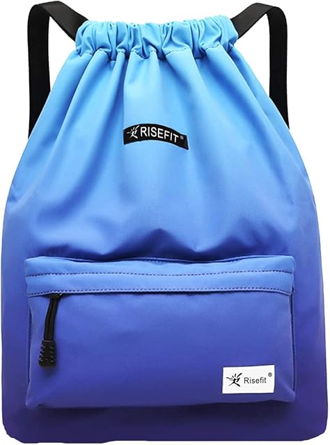 Risefit Waterproof Drawstring Bags, Printed Gym Sackpacks Bags Sports Backpacks for Shopping Swimming Yoga for Men Women Girls Students