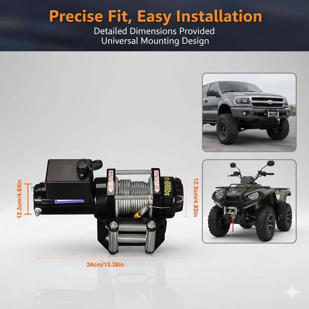 Cabrestante Eléctrico Profesional 12V 24V 4500lb 6000lb para Elevación y Tracción, Kit con Mando Inalámbrico y Cable de Acero, IP67 Impermeable para Barco y Grúa(4500LB,24V)