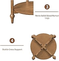 Vista 23 de LKTART Mesa auxiliar anidable para sala de estar, mesas de centro redondas de madera maciza de vidrio templado con almacenamiento, mesa central