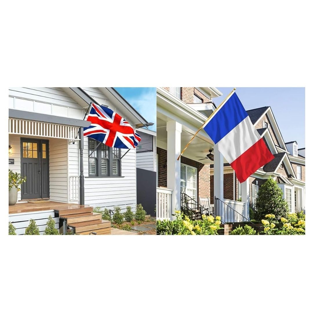 France & British Union Jack Flag 5ft x 3ft - Perfect for Olympics Celebration in Pub Bar, and Home, Multicolor - Image 4