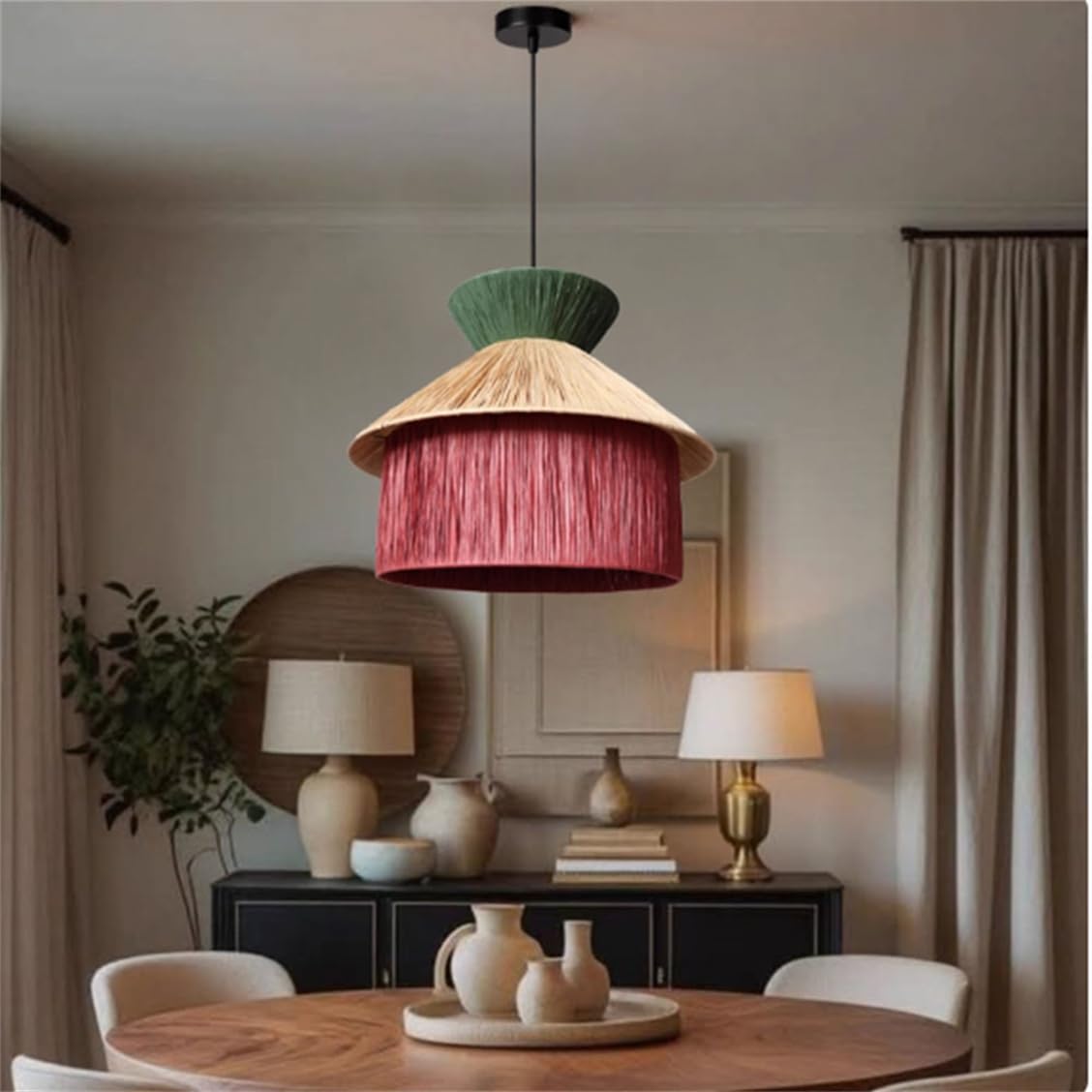 Lampadario Vintage Di Metà Secolo Con Paralume A Sospensione