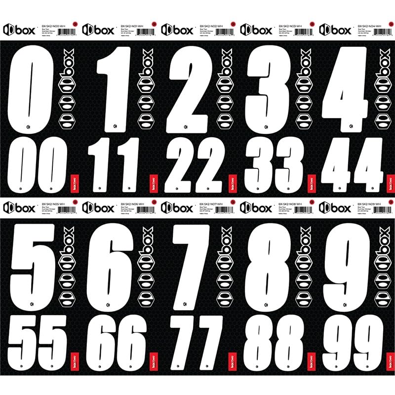 Box Two BMX Number Stickers - Number #3 (White), UV-Protected Vinyl, Meets USA BMX/UCI Standards, Front and Side Plate Compatible