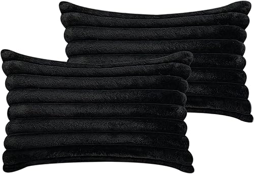 Miniatura 62 de Juego de 2 fundas de almohada de 18 x 18 pulgadas, fundas decorativas de piel sintética para cama, funda de almohada suave y esponjosa con respaldo