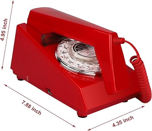 Miniatura 3 de Teléfono de pared rojo con núcleo, antiguo juego de teléfono montado en la pared, teléfono fijo decorativo vintage con redireccionamiento, teléfono