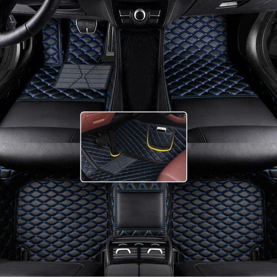 Custom Making Car Floor Mats Compatible with 99% Sedan SUV Sports Car Full Coverage Compatible with Men Women Pads Protection Non-Slip Leather Floor Liners Black (Black Blue)