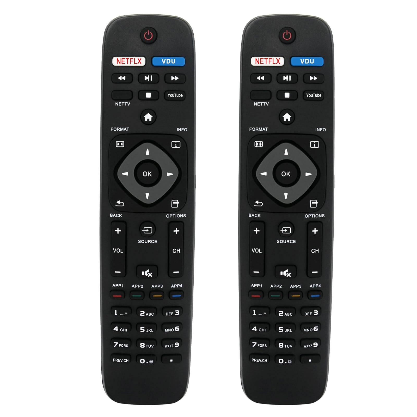 Télécommande NH500UP compatible Philips Android TV : pack de 2