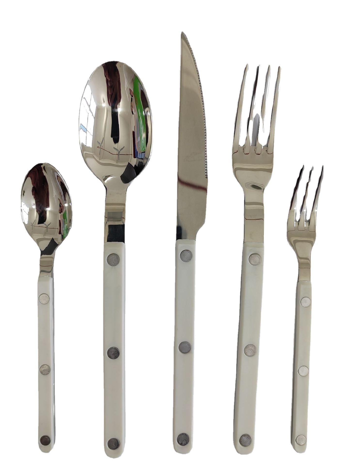 Besteckset, 20/30/40-teilig, Edelstahl, Tafelmesser, Gabel, Löffel, Griff, Nietengeschirr, Steakmesser und Gabel für romantische Restaurants, Blau, 8Set40Pcs (Blau, 8Set40Pcs)