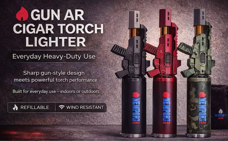 Encendedor Newport Zero Gun AR con llama ajustable rojo miniatura 4