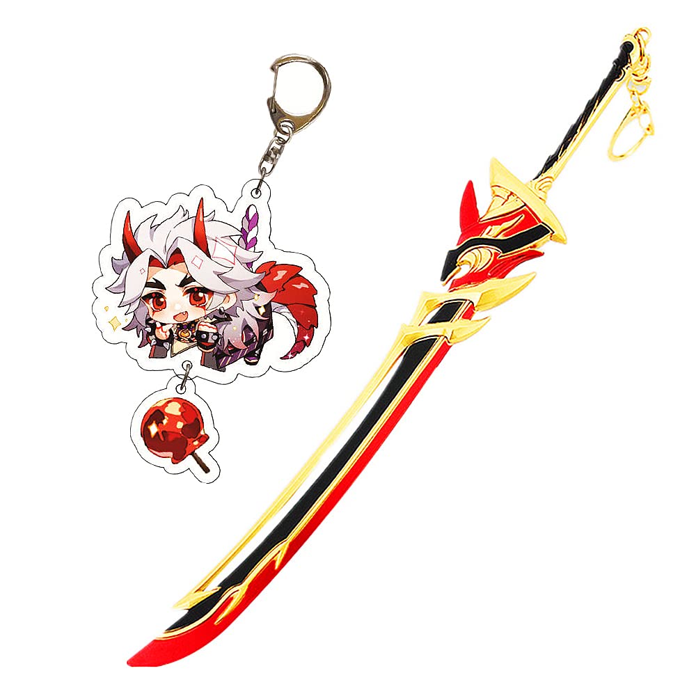 Yoimiya Thundering Pulse Weapons Keychain Genshin Impact Game Alloy Pendant Decor Cosplay Collectibles Props Gifts