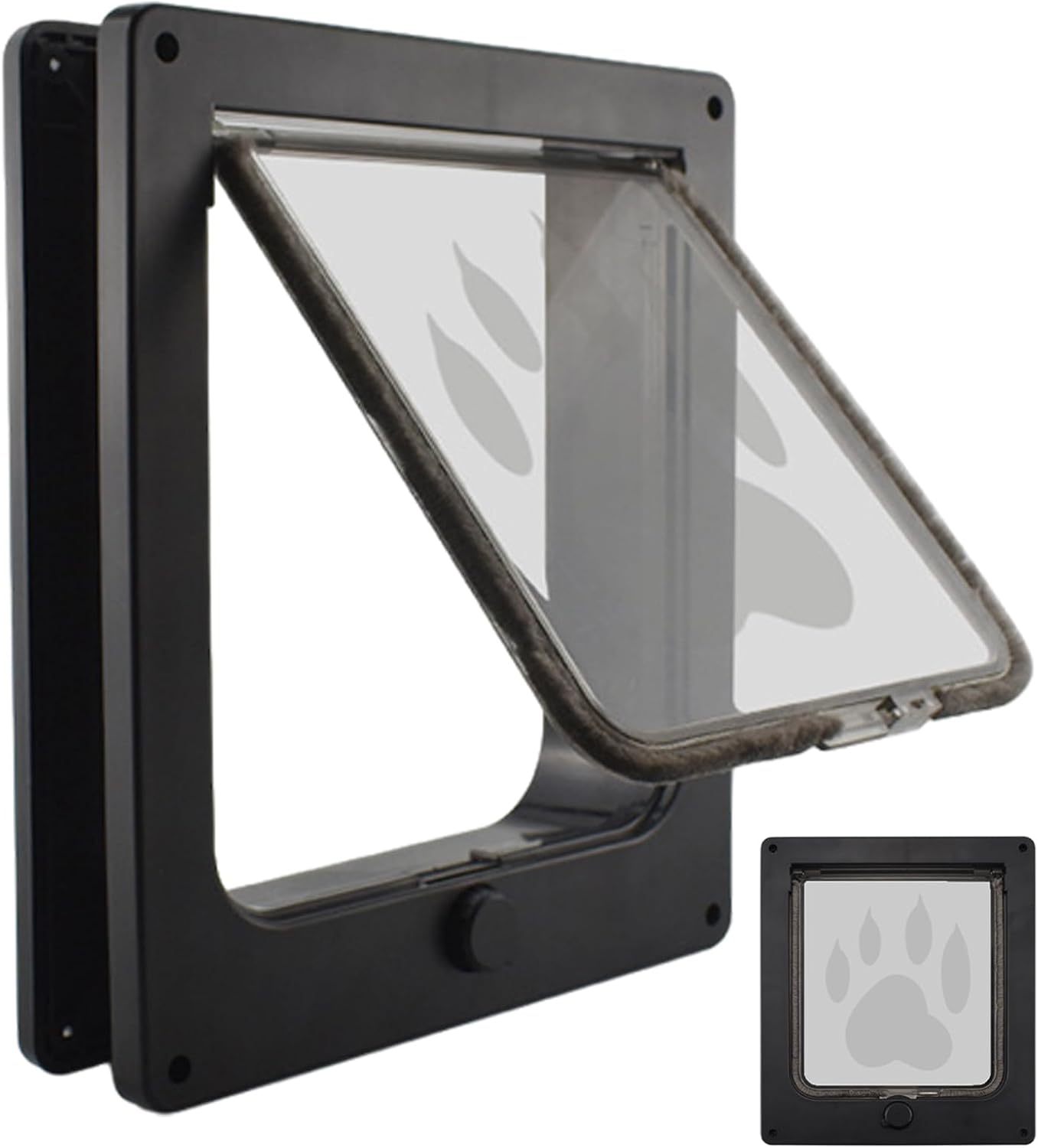 Window Cat Door with 4 Way Lock Magnetic Safety | Small Cat Door Sliding Window Insert for Dog Kitten Medium Home Indoor Outdoor Wall Apartment Bedroom