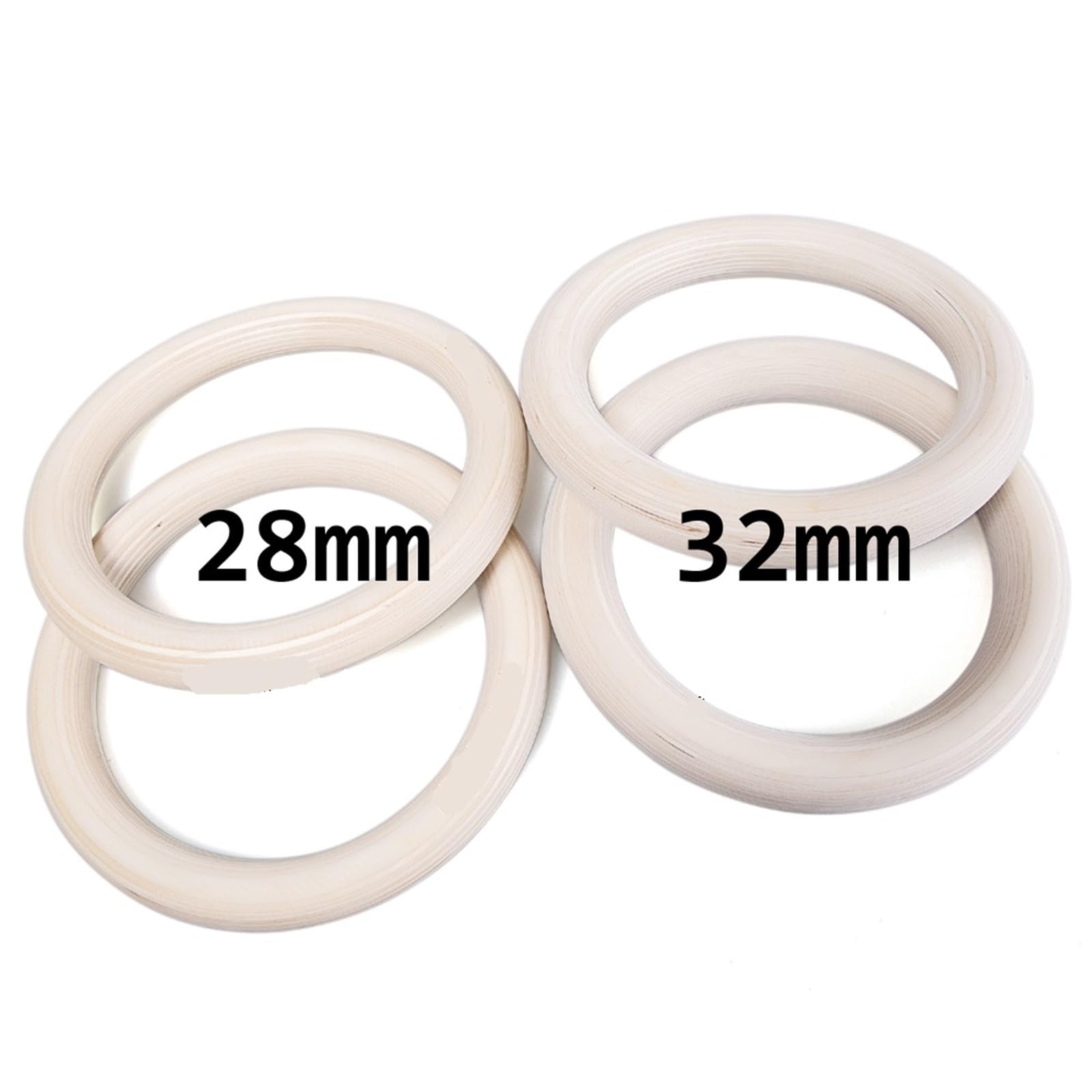 2 Pezzi Anelli da Palestra Portatili in Legno da 28 mm/32 mm (Senza Cinghie) for Allenamento della Forza in Palestra for Il Fitness a casa per la Ginnastica(28MM)