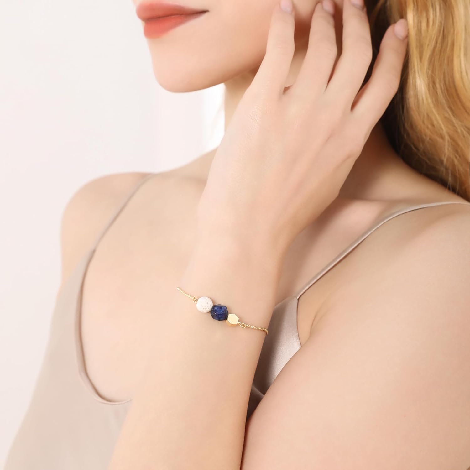 Jardme Essential Oil Diffuser Bracelets, 14K Gold Link Bracelets for Women, Birthday Gifts for Women Mom - Image 2