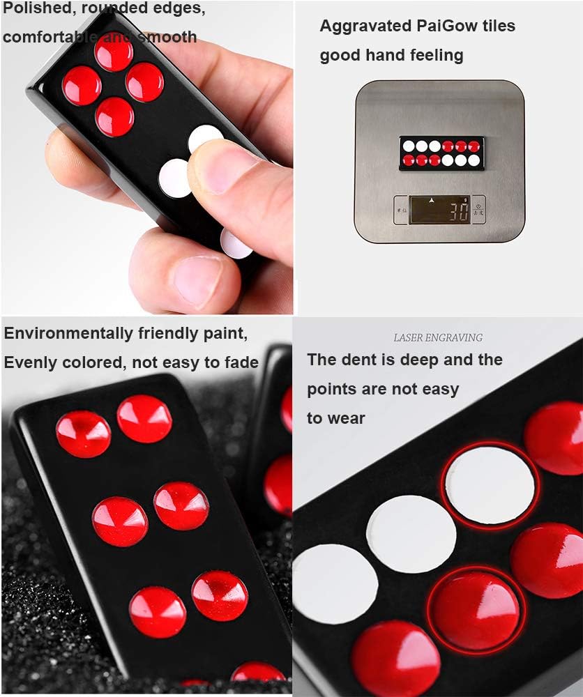 32PCS Pai Gow Tiles Game Set,24# Chinese Traditional Black Dominoes PaiGow, Pai Gow Poker, Best Casino Game Party Fun Toy for Entertainemnt