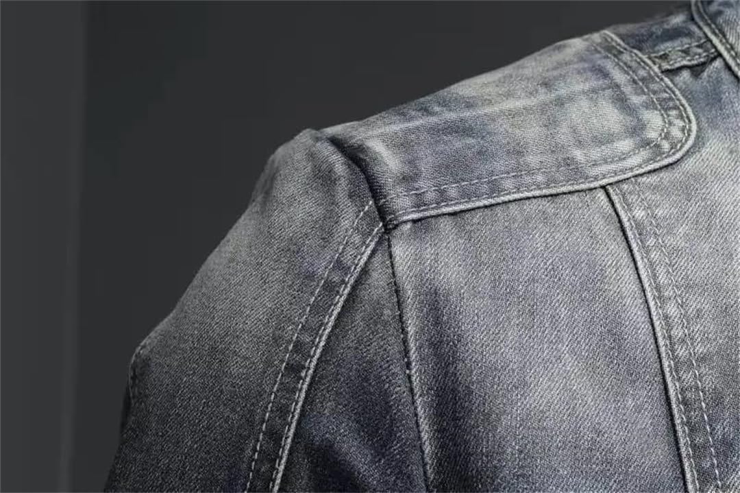 Men Stand Collar Biker Outerwear Coats Zippers Motorcycle Denim Jackets