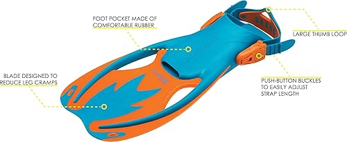 Miniatura 4 de Cressi Aletas Rocks, aletas cortas de talón abierto para niños con correas ajustables para snorkel y natación - Cressi Calidad Desde 1946
