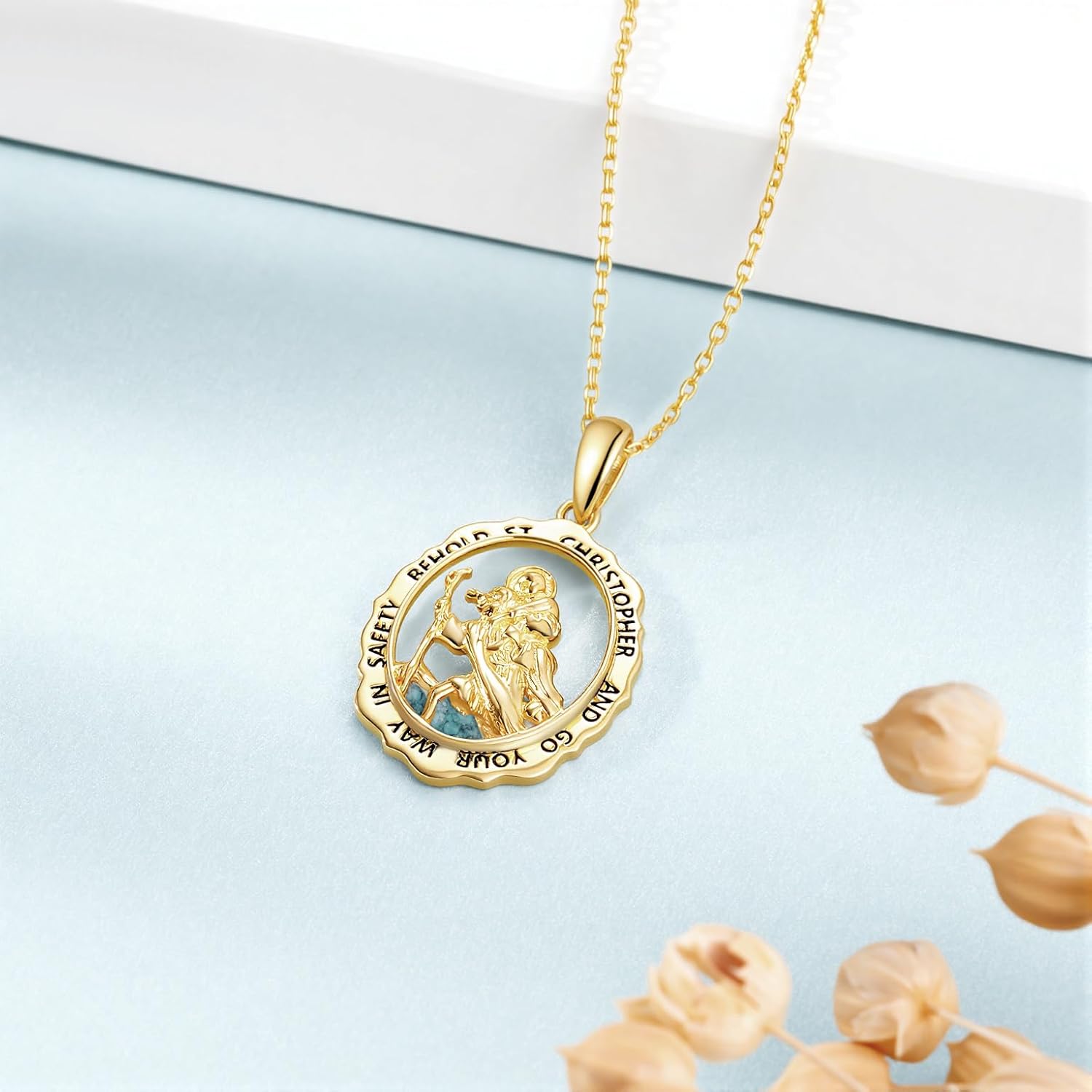 Saint Christopher Necklace 925 Sterling Silver Gold St Christopher Medal Pendant Necklaces for Women Religious Amulet Jewelry Gifts - Image 6