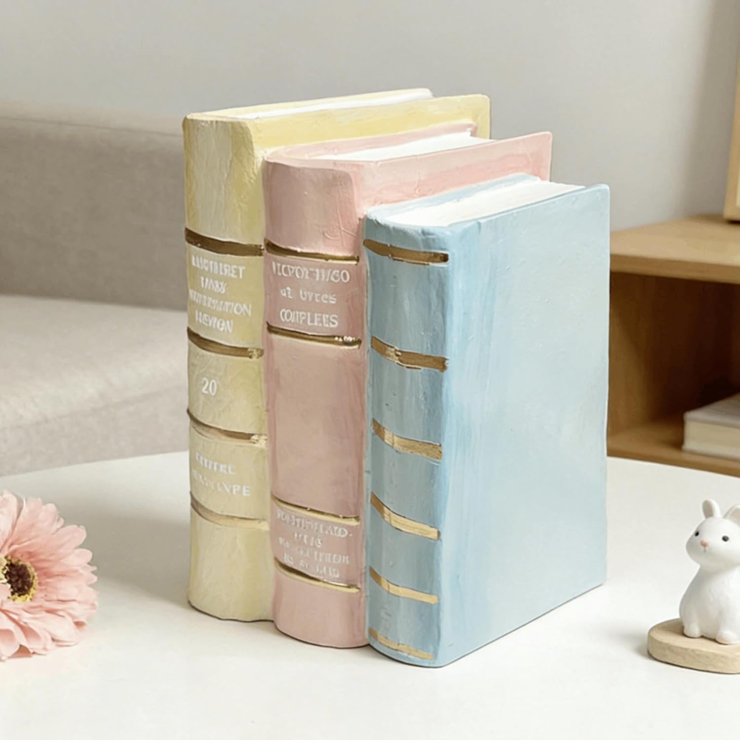 Decorative Books Shelf Home Decor - Resin Fake Books for Decoration Coffee Table Books for Living Room Aesthetic Bedroom Bookshelf Office Desk Bookends Modern Farmhouse 5.5 x 4.5 x 7.5 Inch DiliComing