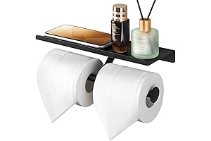 Double Restroom Toilet Paper Holder with Built-In Shelf