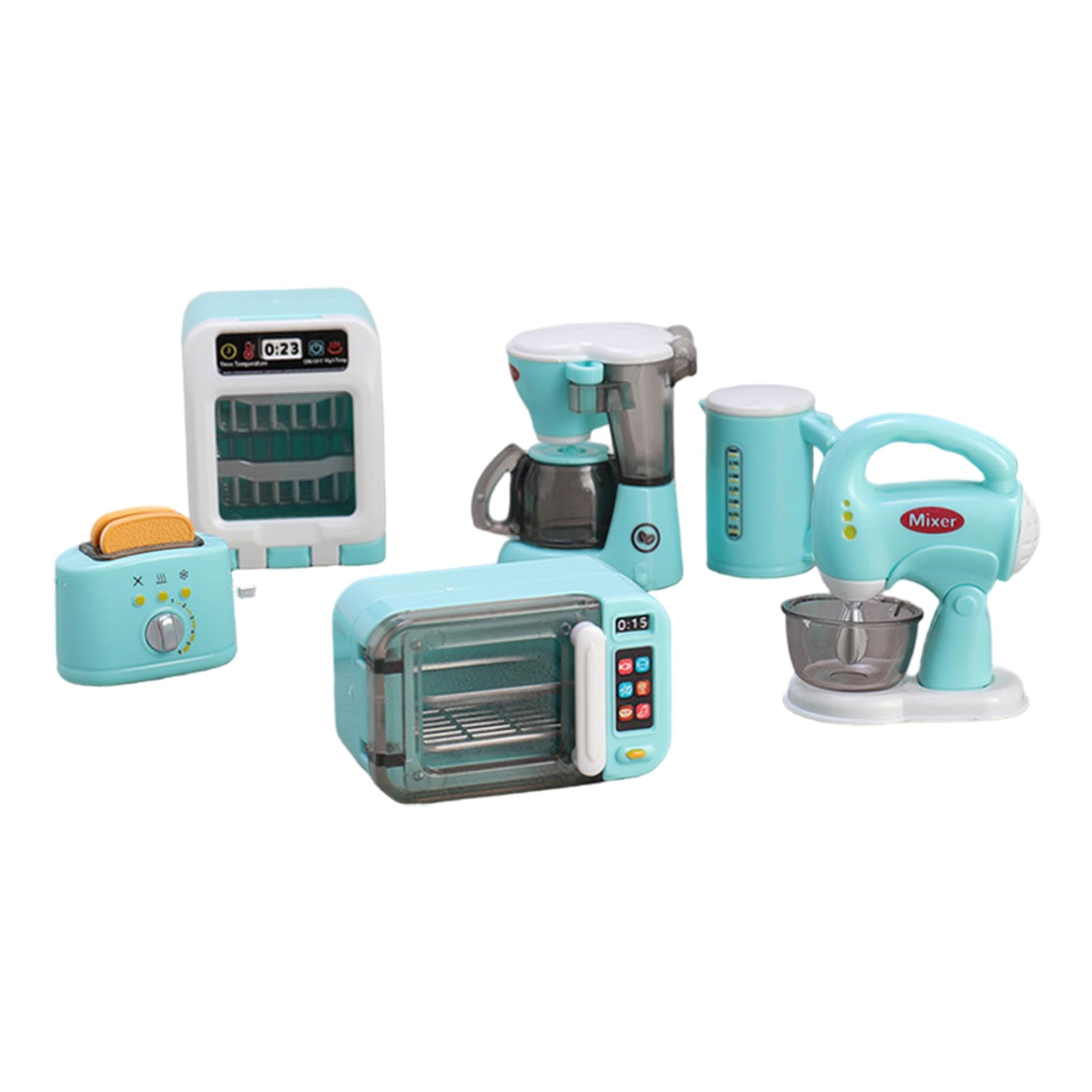 Kids Kitchen Set Pretend Play Toy with Working Microwave Toaster Coffee Maker 6+ Mini Appliances for DIY Assembly Kitchen Toys for Girls Boys Ages 6 Up Blue