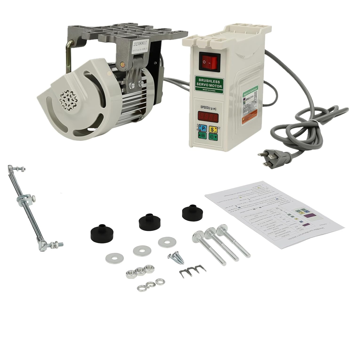 Industrial Electric Brushless Sewing Machine Servo Motor, 500-4500rpm Adjustable 110V 600W Low Noise Sewing Machine Brushless Split Motor with Convenient Controller