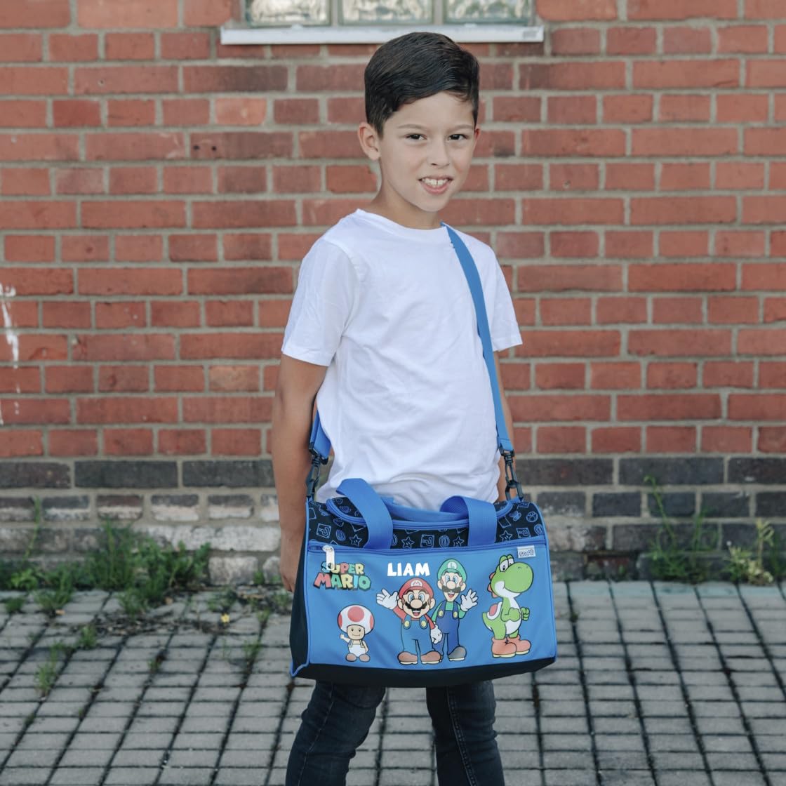 Undercover Sporttasche Kinder Super Mario - Personalisiert mit Namen - Kleine Reisetasche Weekender Bag Jungen